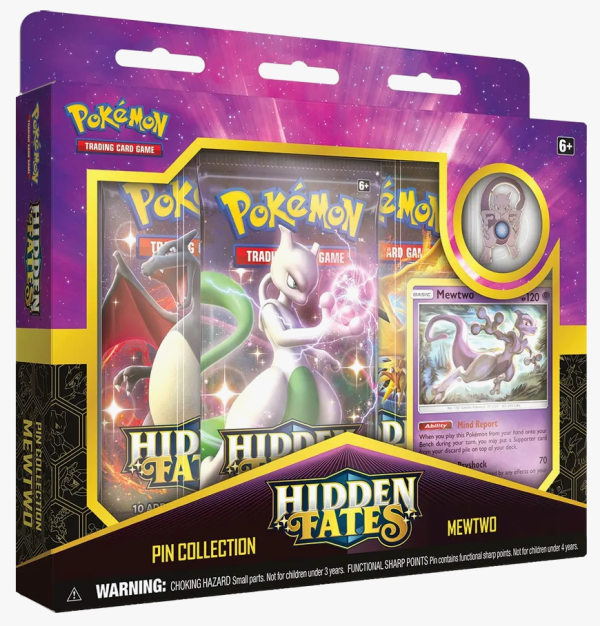 Pokemon Hidden Fates Pin Box (3 packs per box, 10 cards per pack) Online now